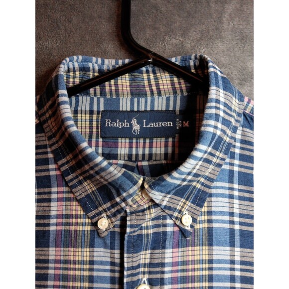 Mens Ralph Lauren Long Sleeve Button Down Shirt Medium Check Pattern - Picture 3 of 6